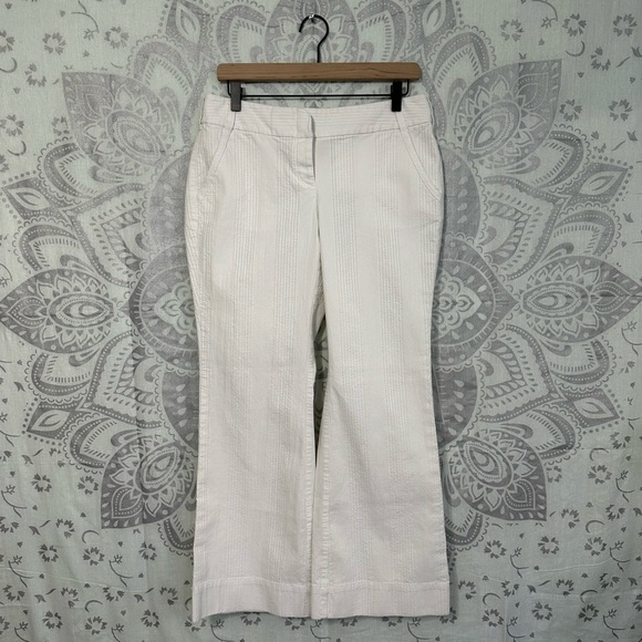 Euc $98 Victorias Secret Moda International Marissa Flare Work Pants White 10 S - Picture 1 of 12